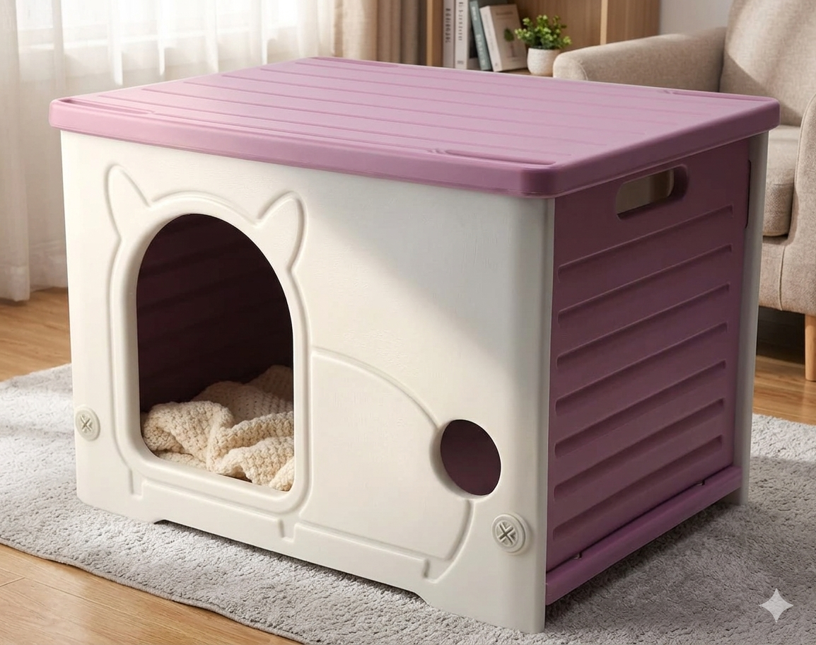 Caseta Lúdica para Mascotas (Beige/Mauve) - Interior/Exterior
