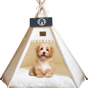 Tipi de Lujo para Mascotas: Tienda de Campaña con Almohada de Felpa Lavable