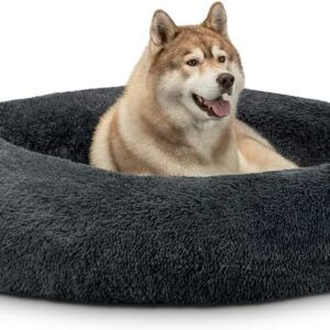 lionto Cama Donut XL: Cojín Redondo de Felpa con Relleno Extra Grueso (Ø 120 cm)