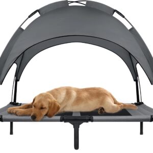 UISEBRT: Cuna Elevada para Perros con Toldo Impermeable y Red Transpirable (Talla L)