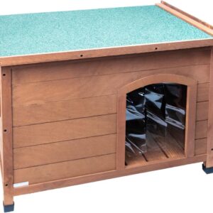 Aqpet Friends: Caseta de Madera con Techo Abatible y Cortinas Térmicas (85x60x58 cm)