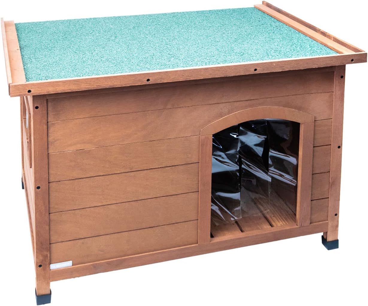 Aqpet Friends: Caseta de Madera con Techo Abatible y Cortinas Térmicas (85x60x58 cm)