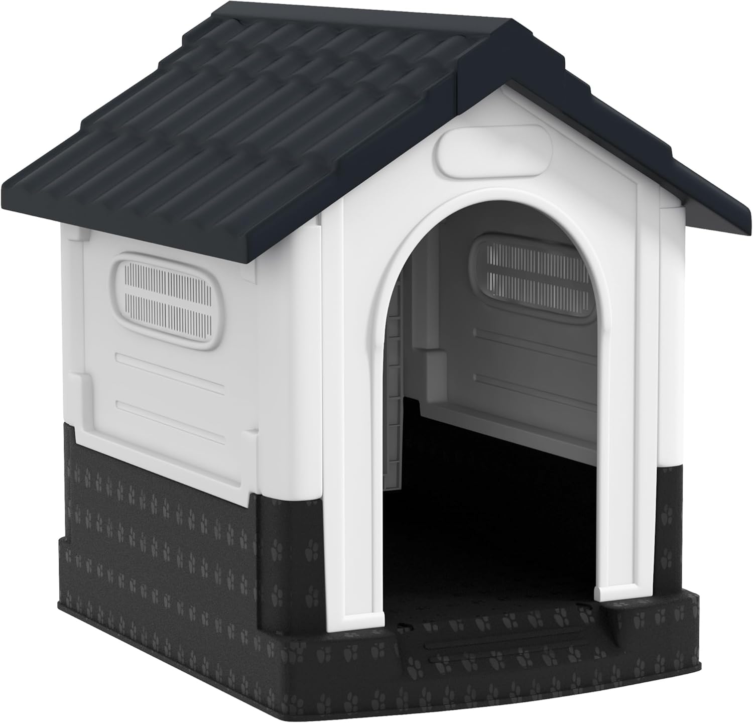 PawHut Caseta Mini de Plástico con Triple Ventana y Techo de Tejas (64x57x66 cm)