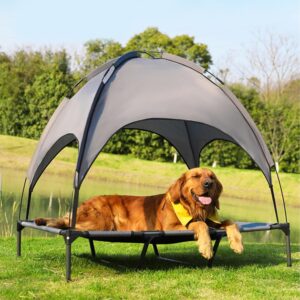 Cama Elevada 2 en 1: Sofá-Tumbona con Dosel y Base Antideslizante