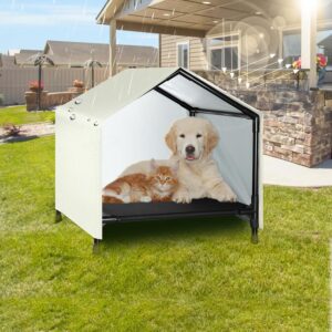 Cama Elevada con Toldo Impermeable para Perros Pequeños y Medianos