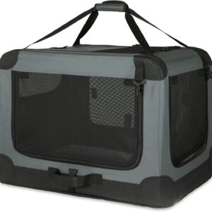 Transportín Plegable Amazon Basics de 4 Puertas para Mascotas