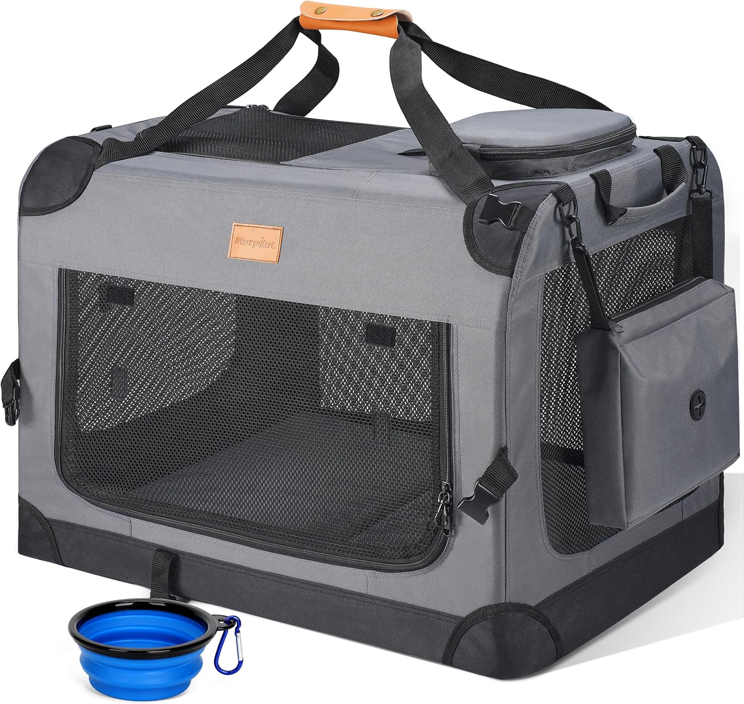 Transportín de Viaje morpilot para Mascotas con Colchón y Tazón Plegable